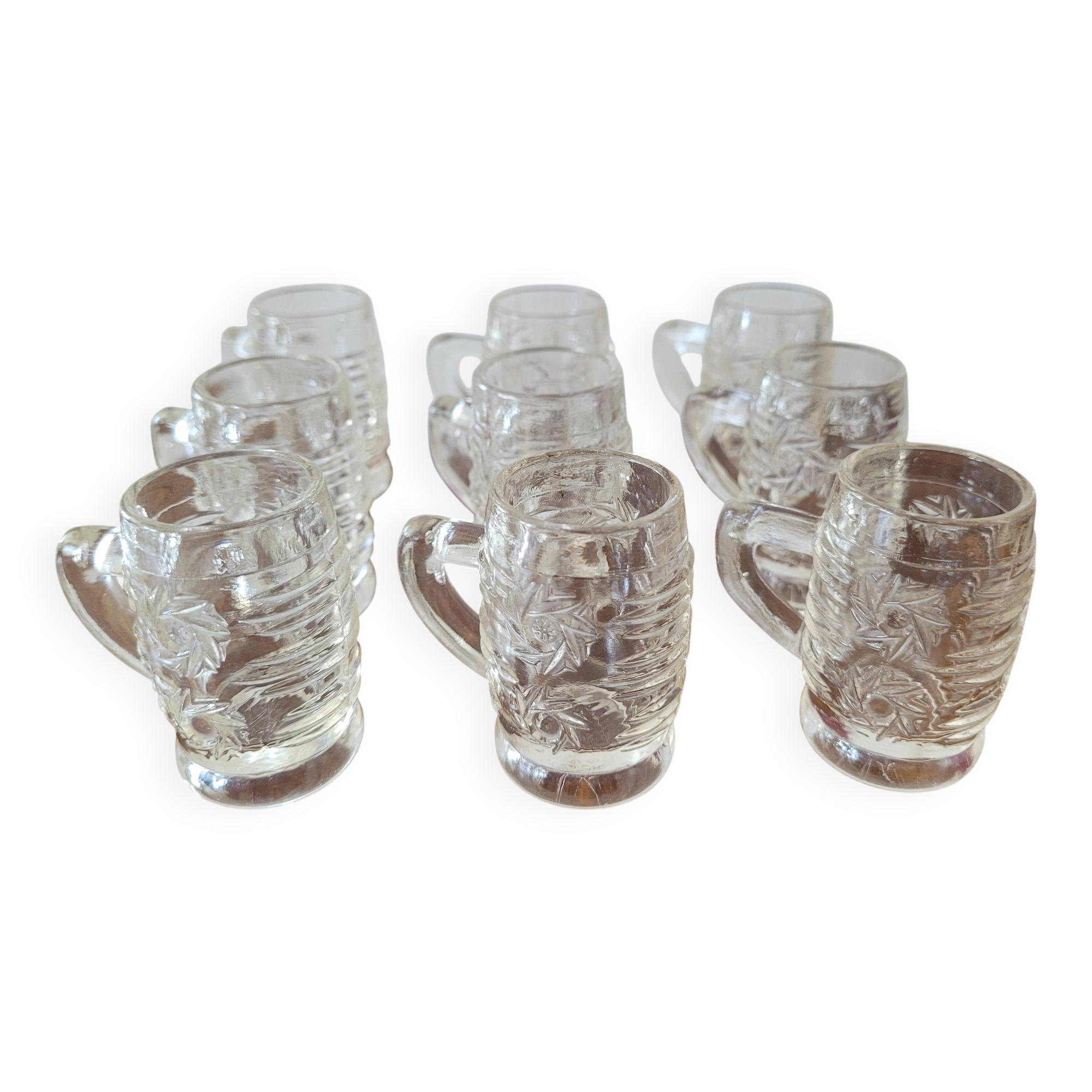 Lot 9 mini chopes verres à shot avec anse