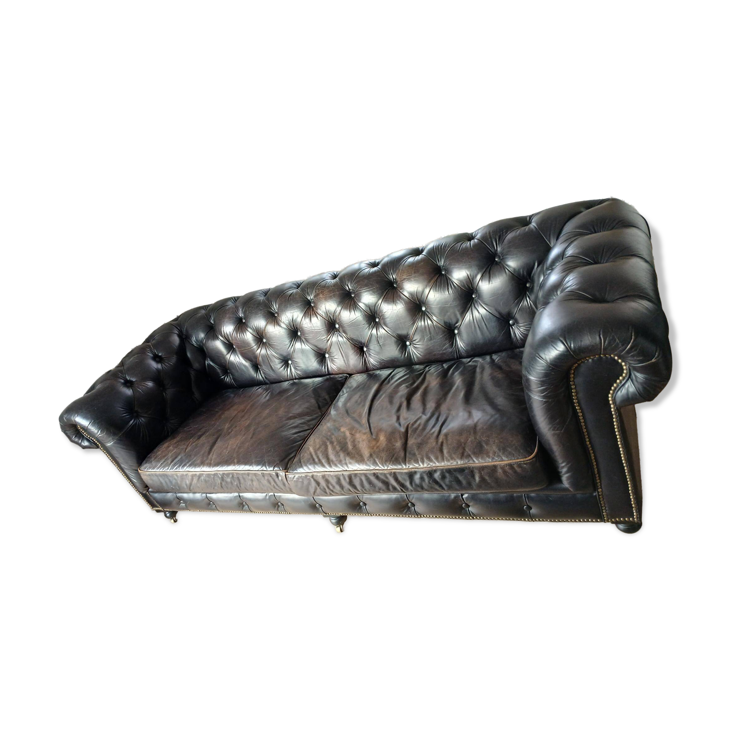 Coventry 3-seater Chesterfield sofa – Black leather