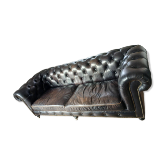 Coventry 3-seater Chesterfield sofa – Black leather