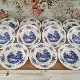 Set of 11 Sarreguemines soup plates Romantic blue model