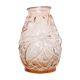Old pink glass vase, molded glass, vintage French