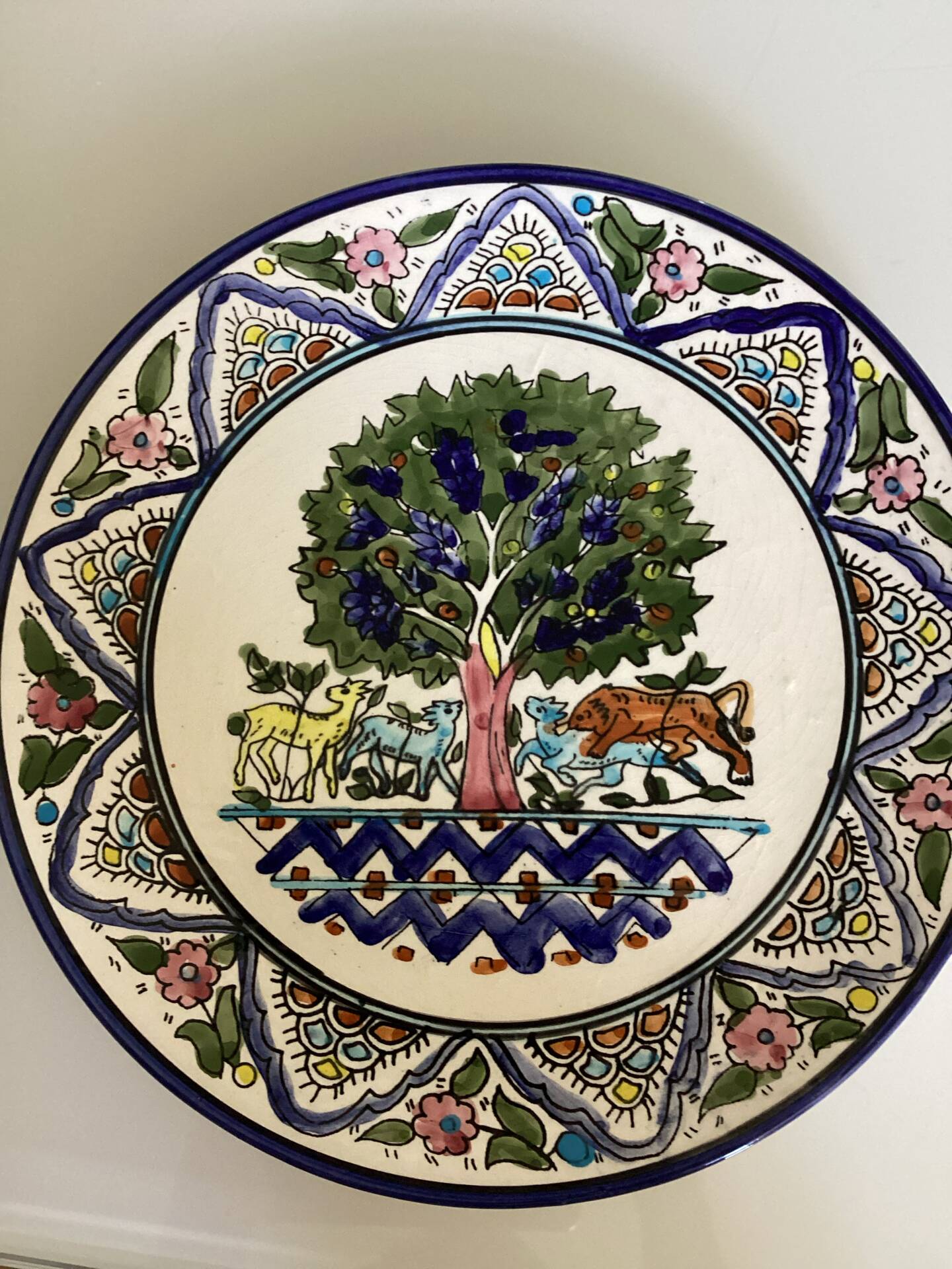 Wall plate Armenian pottery from Jerusalem: tree of life