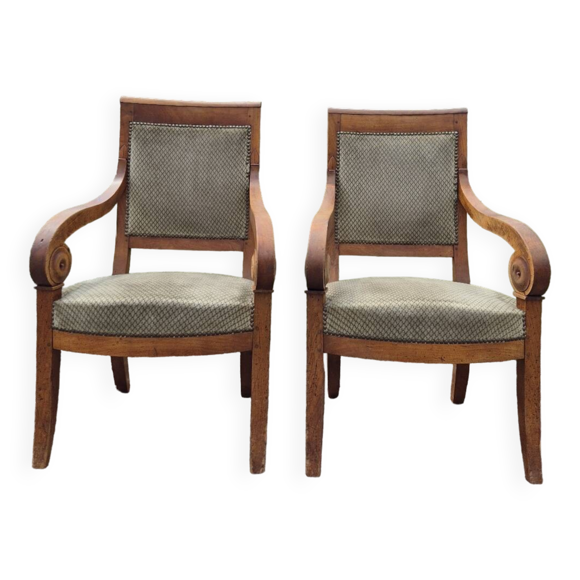 Pair of armchairs with Empire Restoration handles 1900s