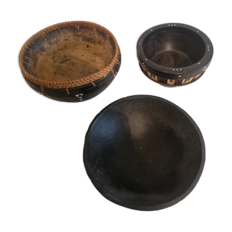 Set of 3 African wooden bowls