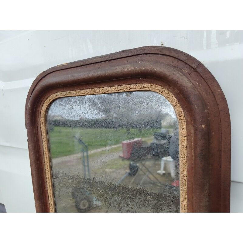 Miroir de cheminée 19ème bois et stuc