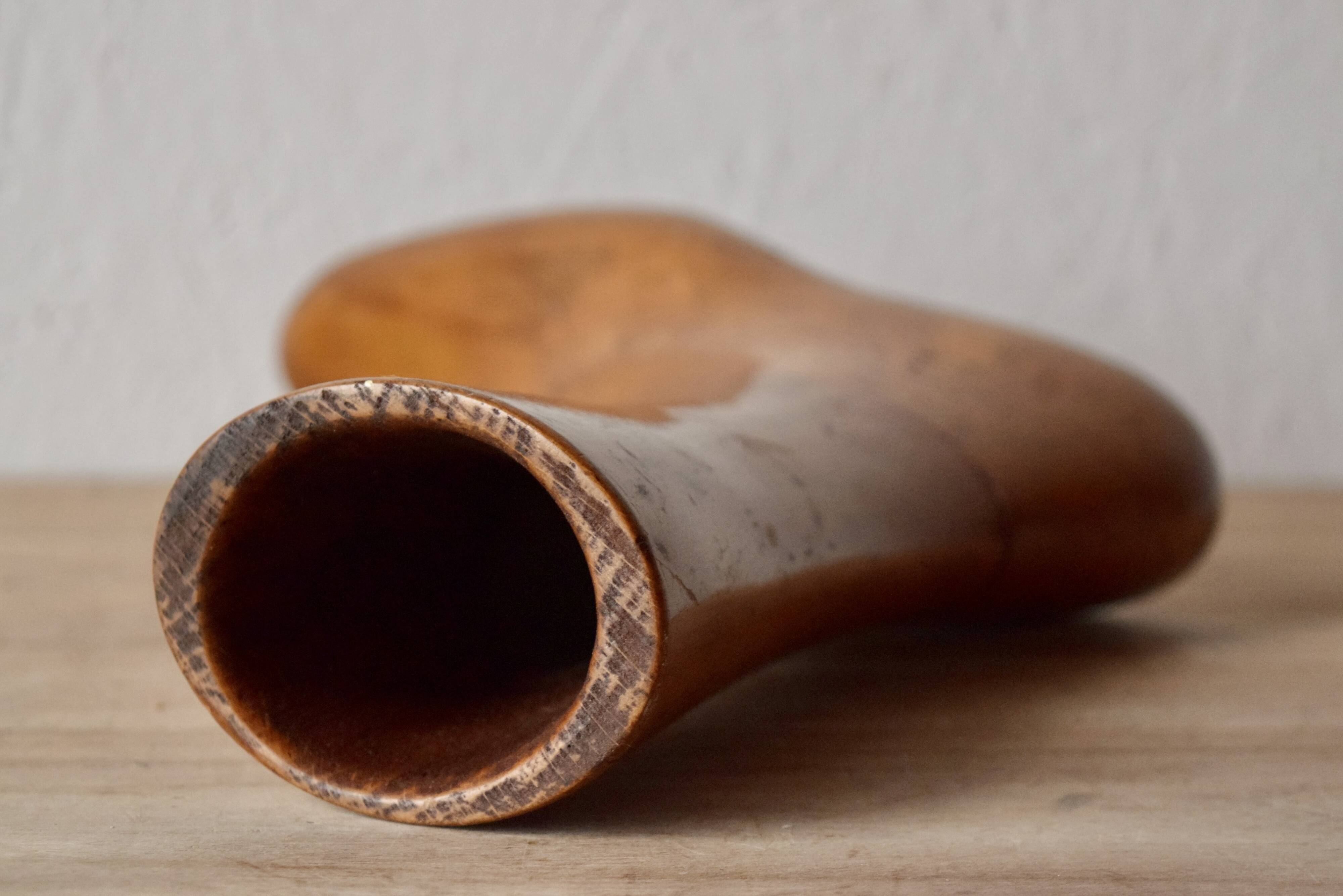 Old varnished wooden shoe mold - right foot