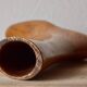 Old varnished wooden shoe mold - right foot