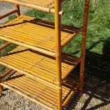 Seventies bamboo bookcase shelf