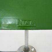 NIAM desk lamp with articulated head, dark green color and chrome. Art Deco
