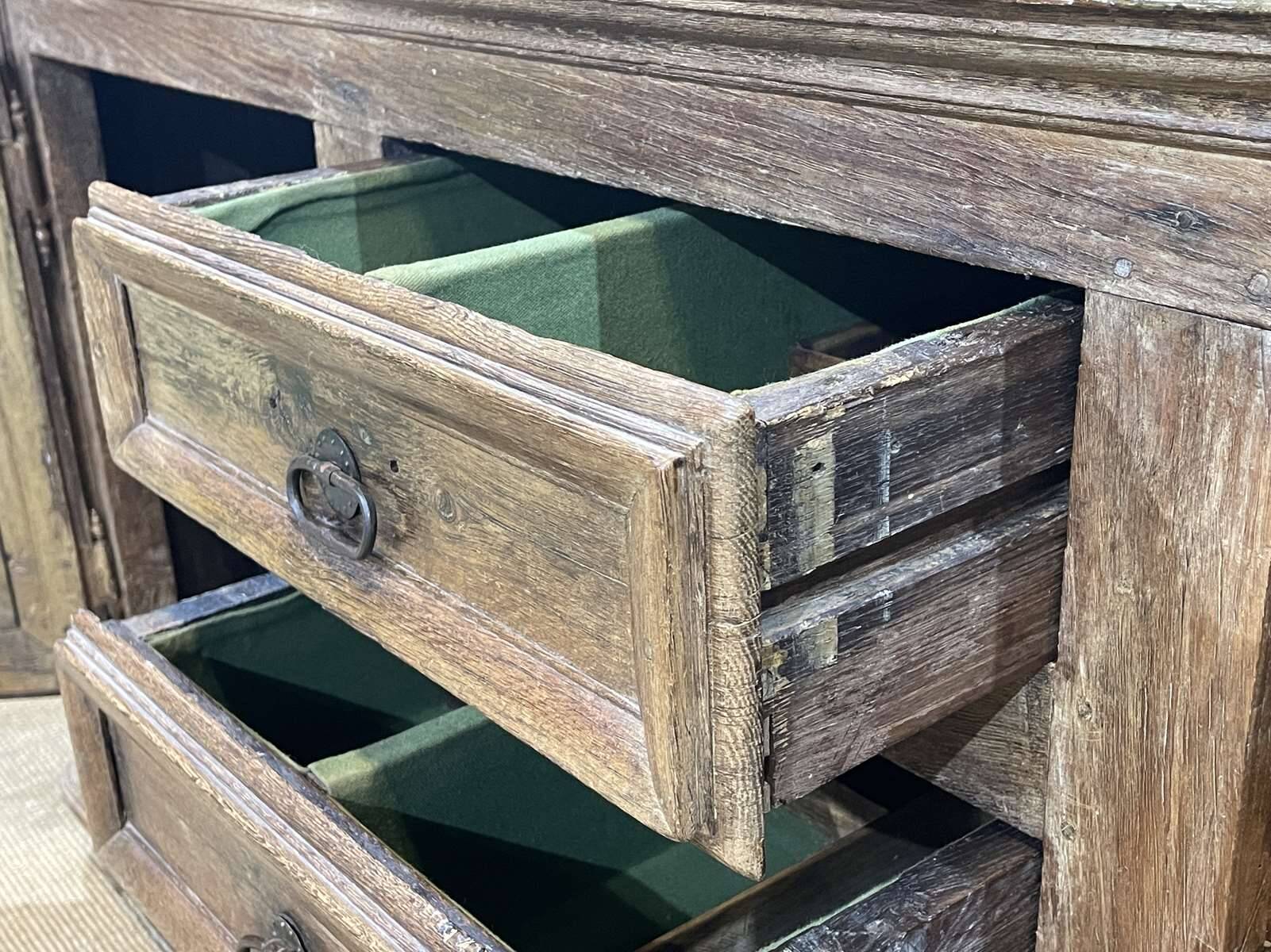 18th-century oak enfilade with a marble-effect painted top.