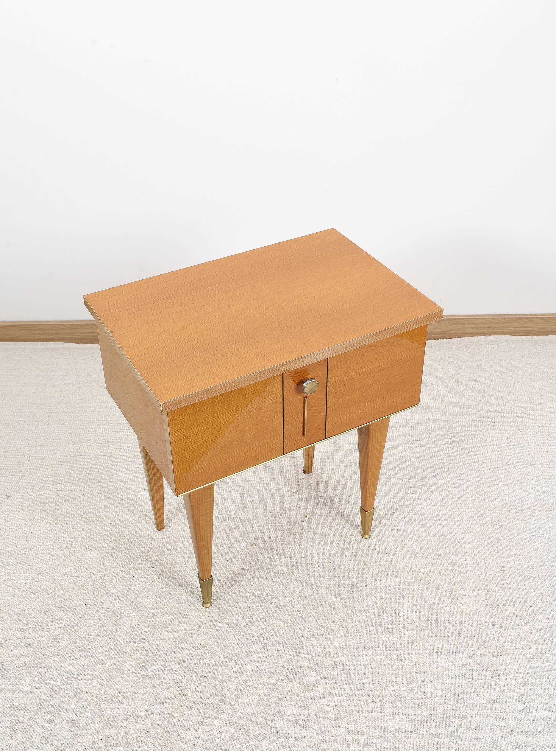 Vintage bedside table in blond oak