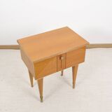 Vintage bedside table in blond oak