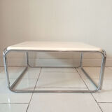 Vintage coffee table 1970 wood and base chrome