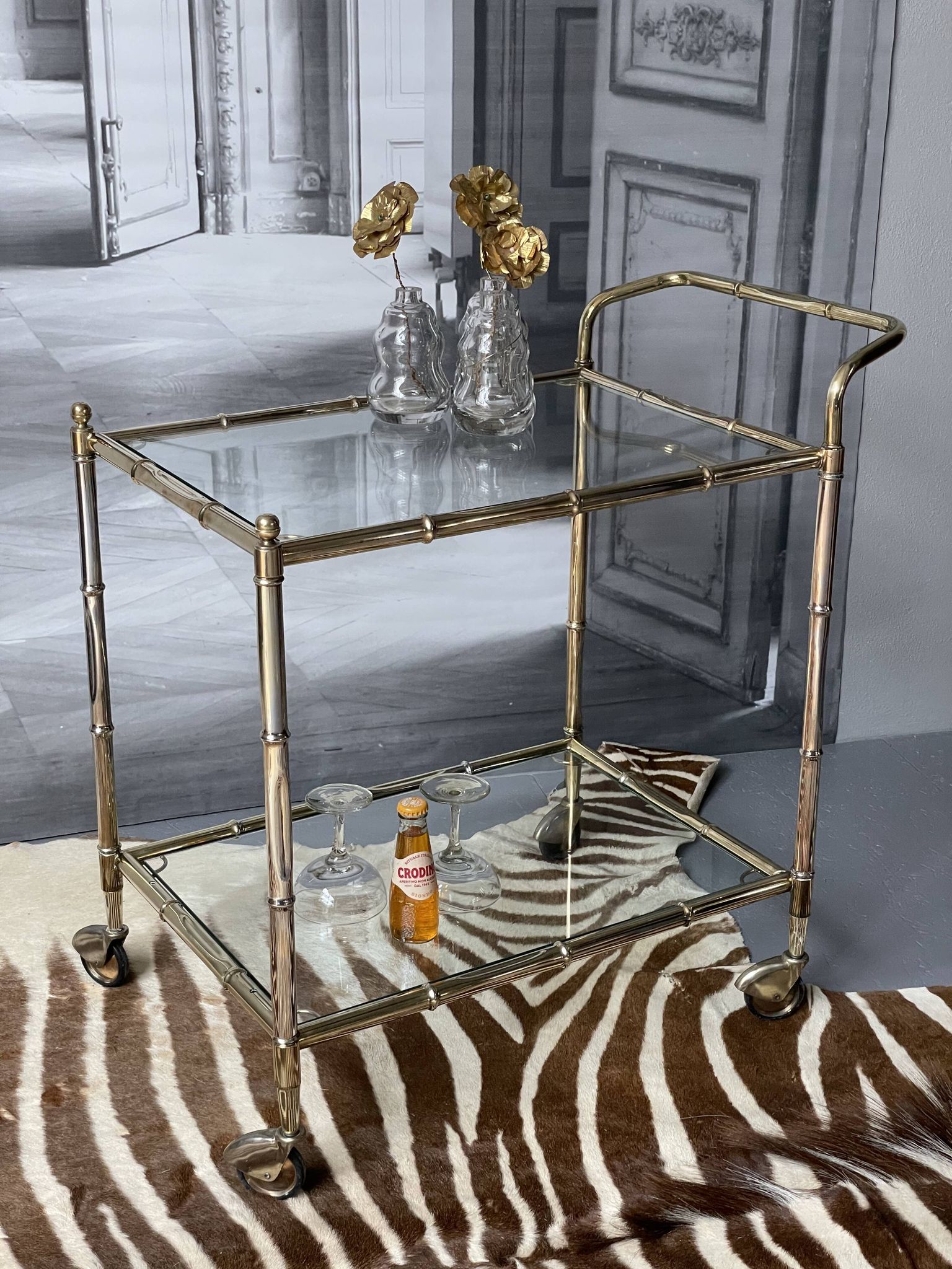 Vintage Golden Bar Cart
