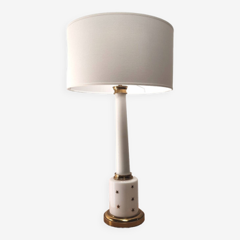 Lampe colonne en opaline blanche année 50