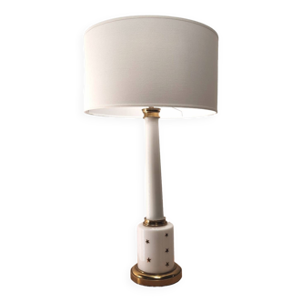 Lampe colonne en opaline blanche année 50