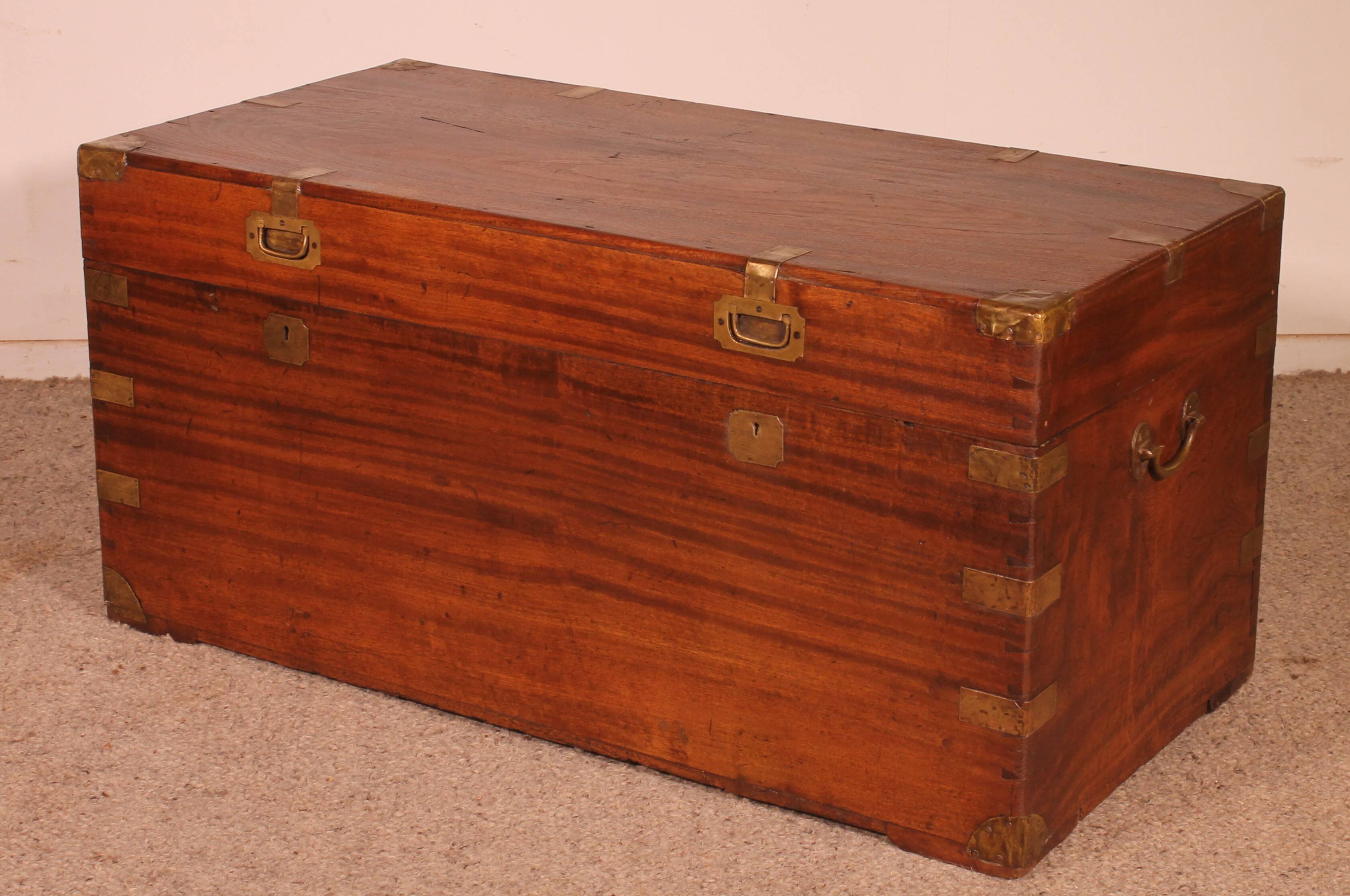 almost a pair of 19th-century marine chests with double locks