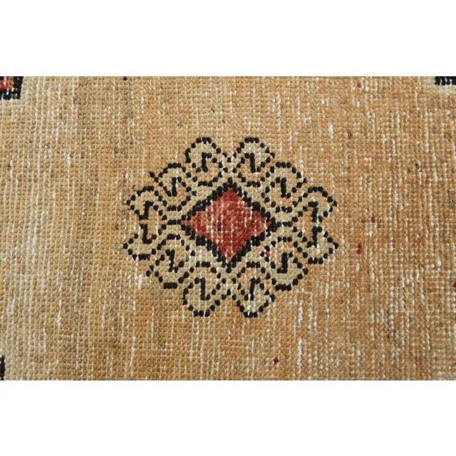 1970s Vintage Turkish Oushak Handmade Wool Cotton Red Runner Rug 116x267