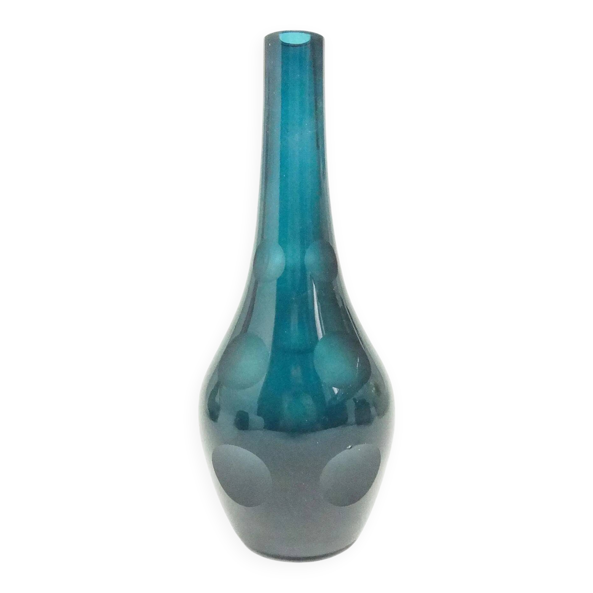 Postmodern vase, teal glass, WMF, Germany, 1960s