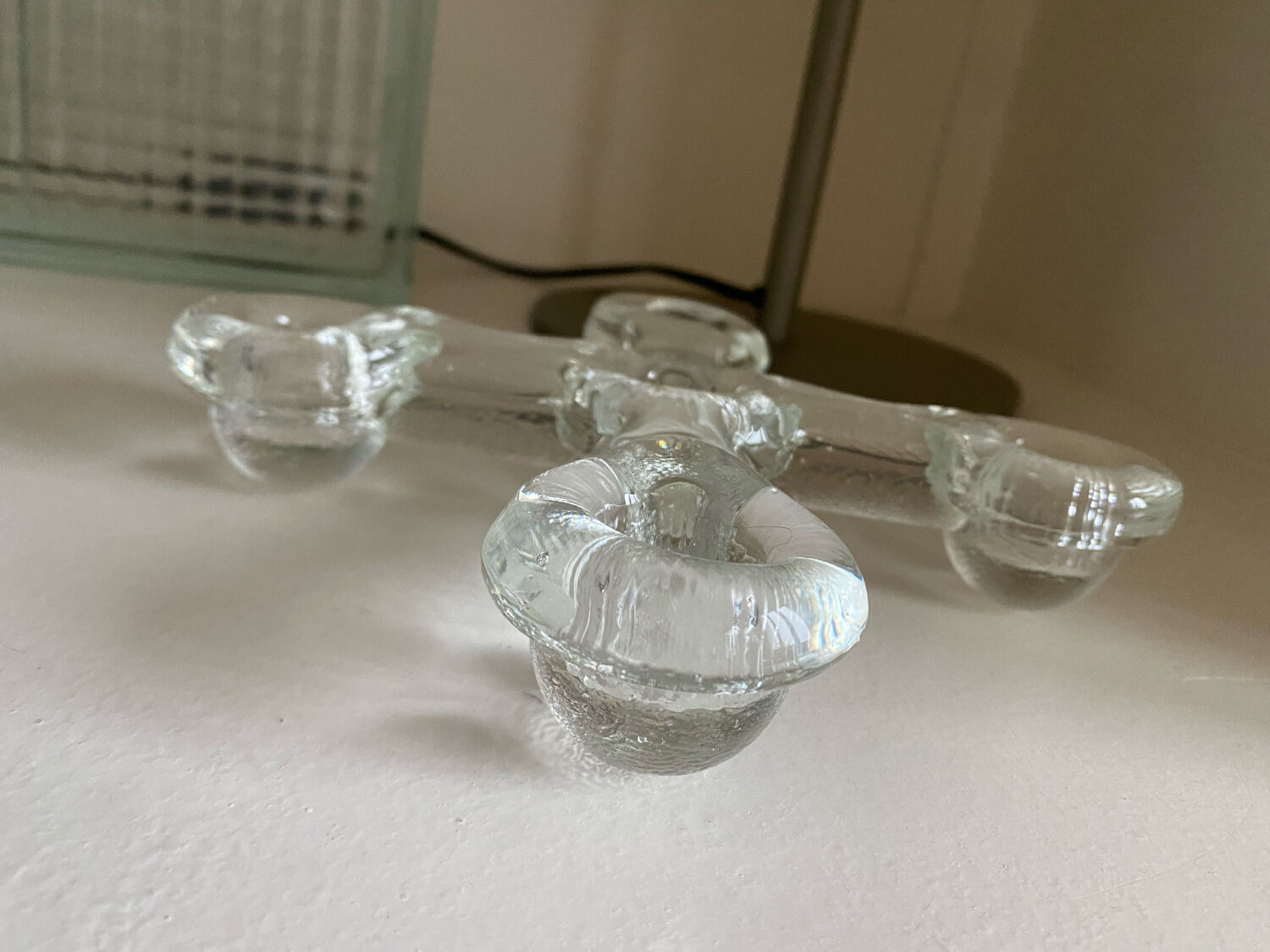 Glass candle holder Pukeberg Staffan Gellerstedt Sweden 1970s