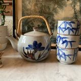 Stoneware tea set, 3 cups