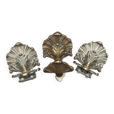 3 brass coat hooks in Rococo style, Louis XV, towel holder.