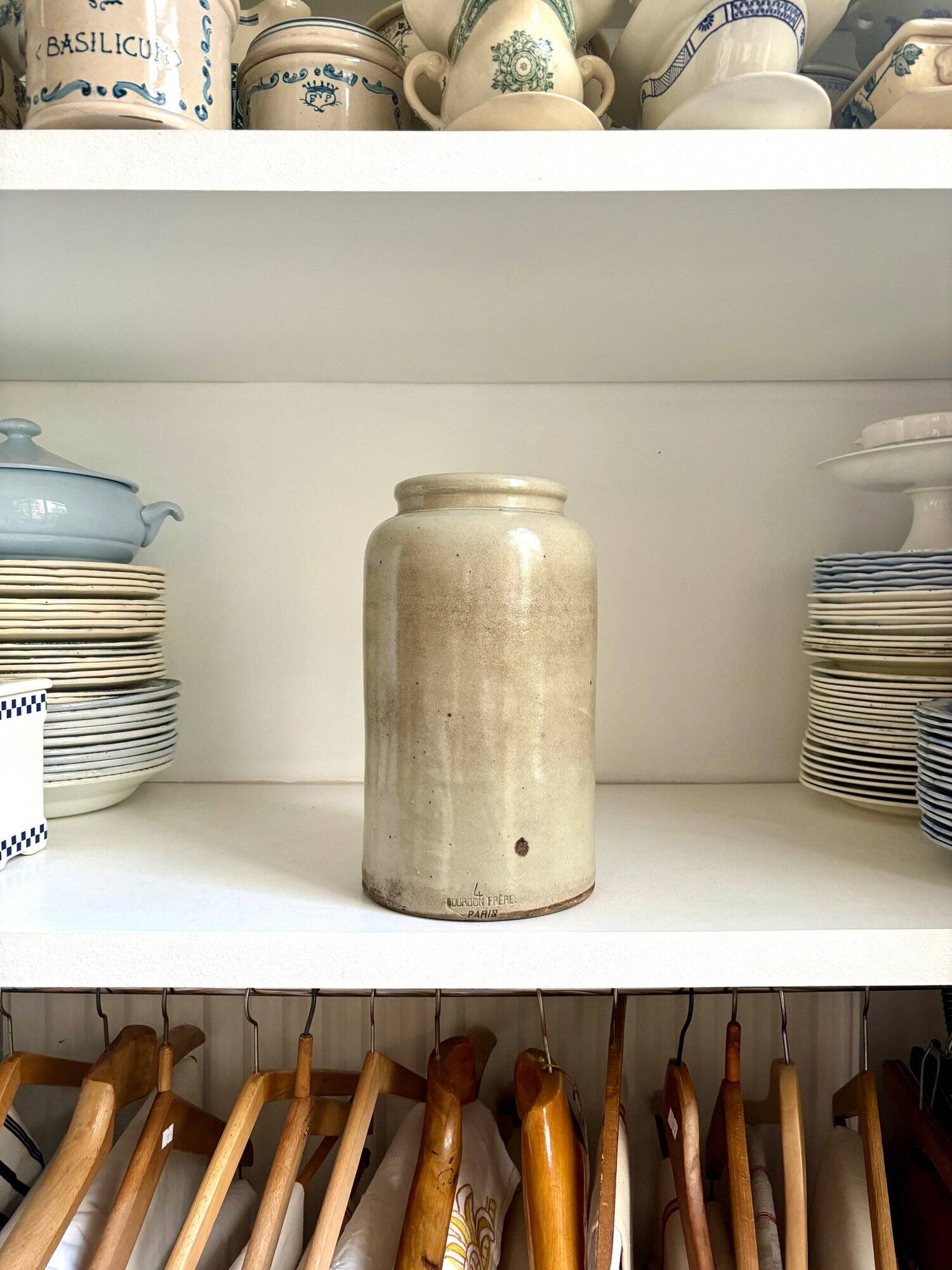 Beige glazed stoneware mustard pot n°5