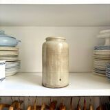 Beige glazed stoneware mustard pot n°5