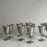 Set of 10 matte silver metal footed cups