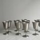 Set of 10 matte silver metal footed cups