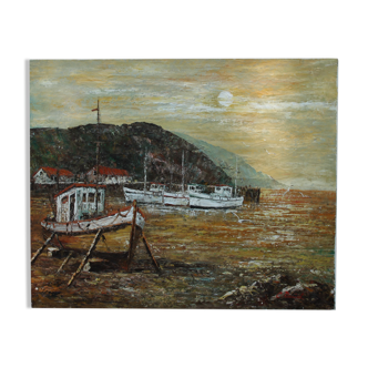 Peinture de paysage marin signée