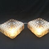 Pair of honey-colored ceiling lights