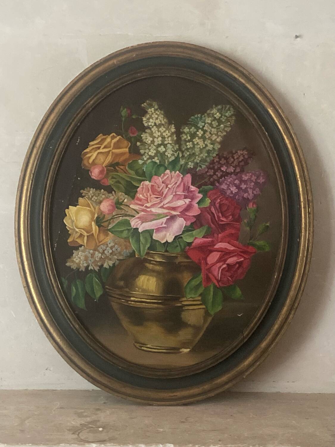 Grand tableau de fleurs epoque 1900 peinture à l’huile