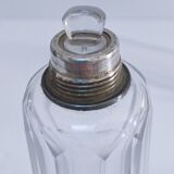 Three Art Deco crystal chrome glass bottles