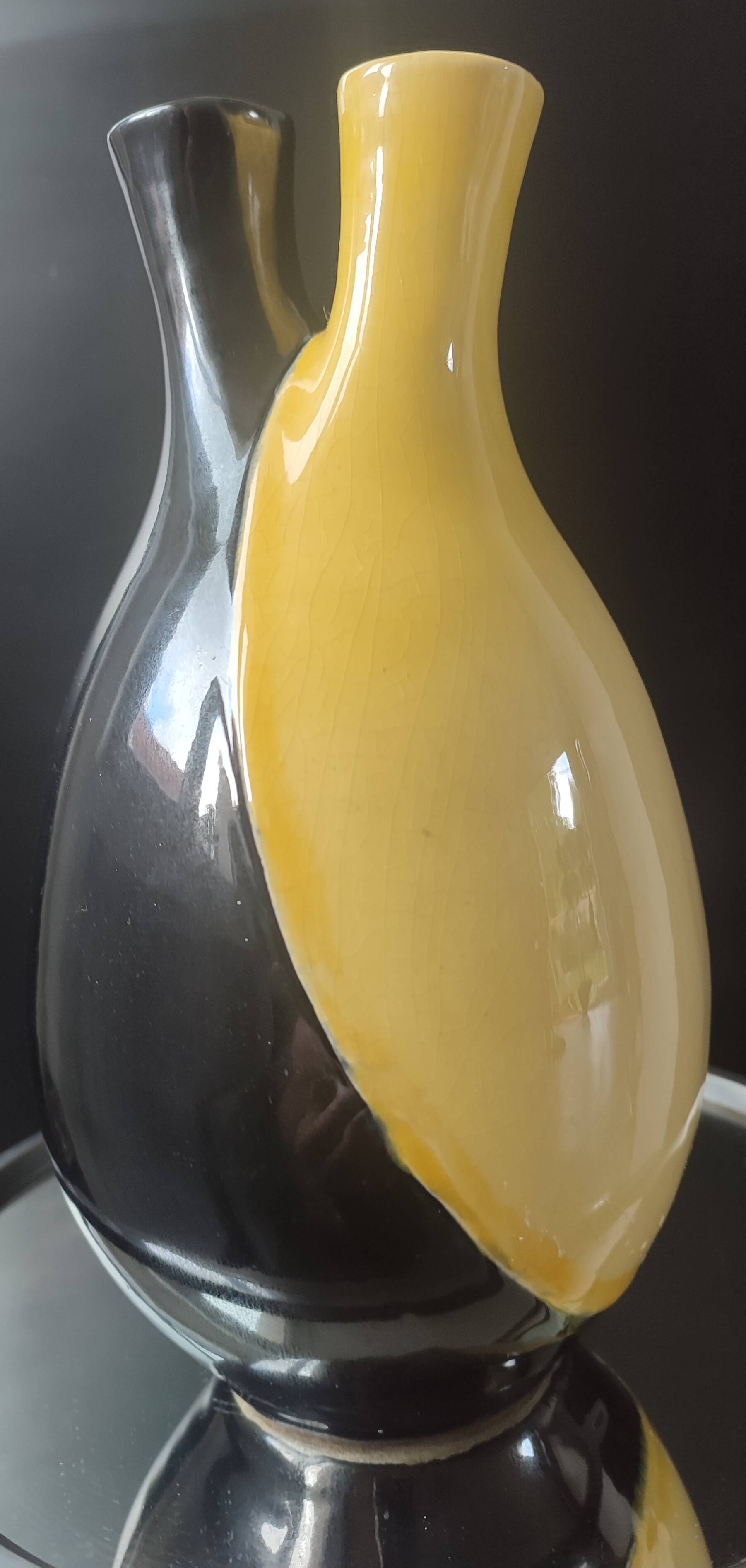 Two-necked vase Vintage ceramic 1964.