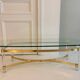 Vintage coffee table with bevelled glass and plexiglass from the 1970s.