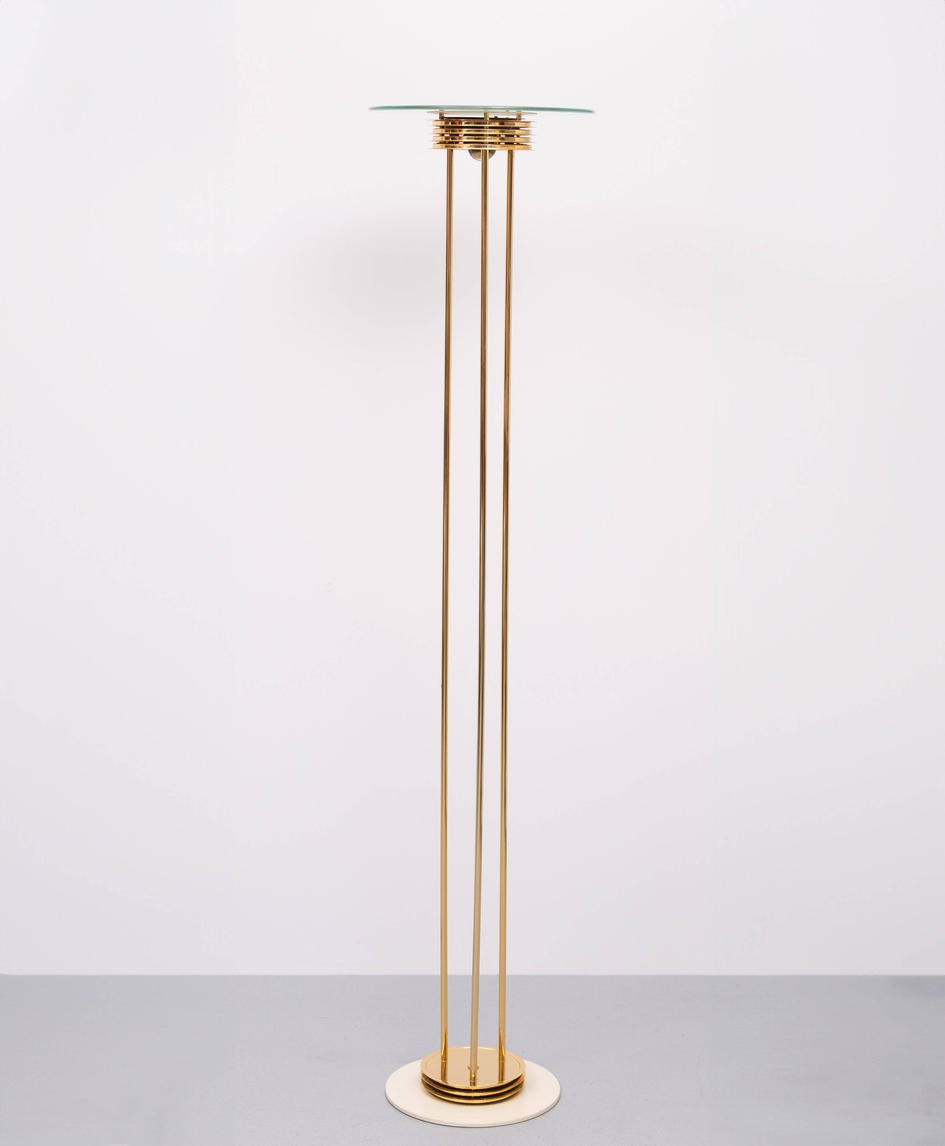 Impressive Large Brass Halogen floor lamp 1980s