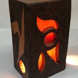 Brutalist ceramic lamp with stylized bird decor