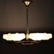 Art Deco brass chandelier with opaline glass, Czechoslovakia, 1930s