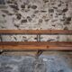 Banc de monastère antique XXL – Long banc de rangement en pin avec cadre en chêne, vers 1900–1920