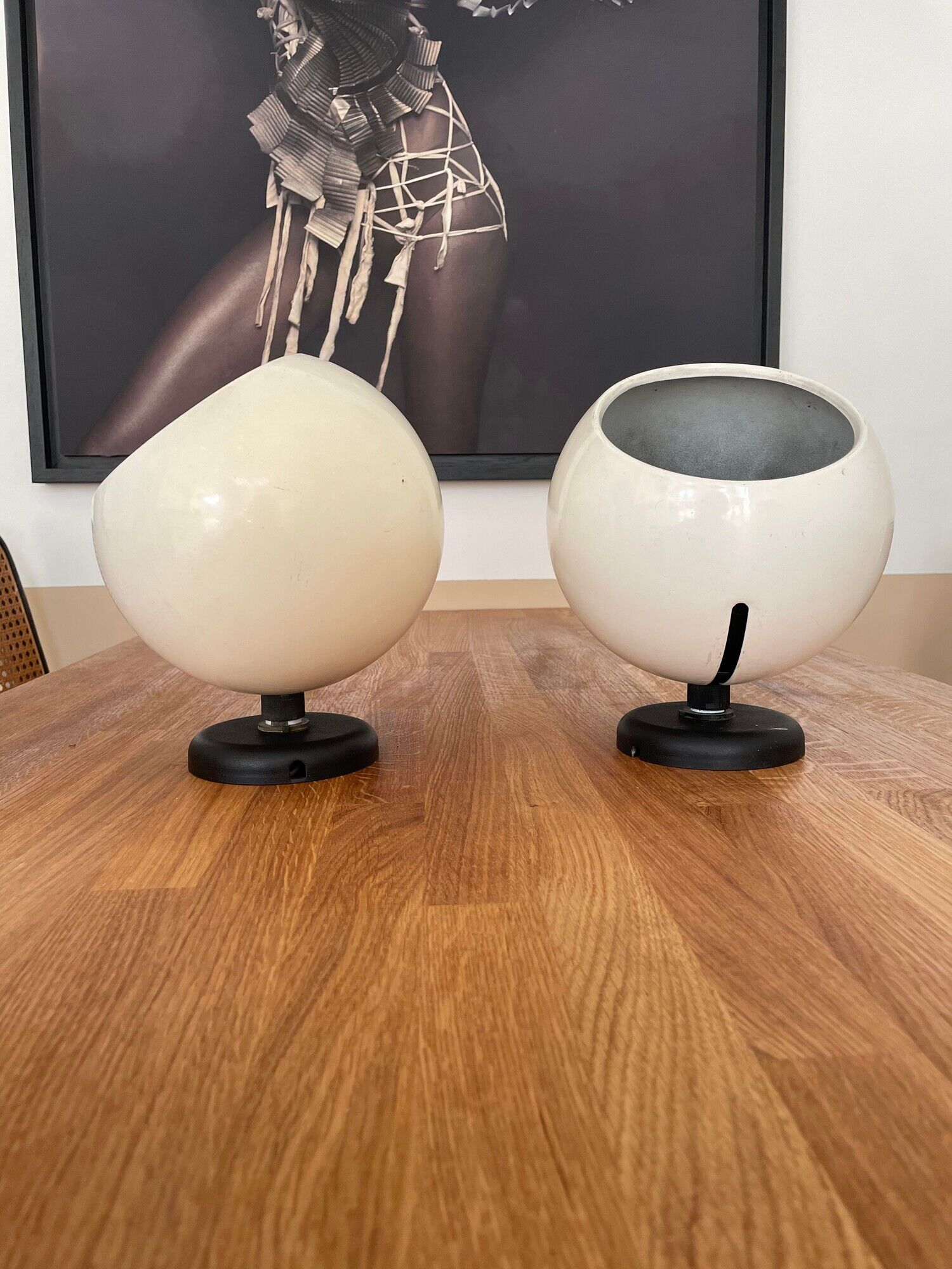 Pair of adjustable vintage wall lamps, white lacquered metal, LITA 1970