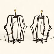 Large "Cage" Lamp Pair in Patinated Bronze - DLG by Jean Royère