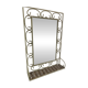 Miroir tablette ancien en fer forgé et rotin