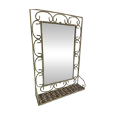 Antique tablet mirror in wrought iron and rattan