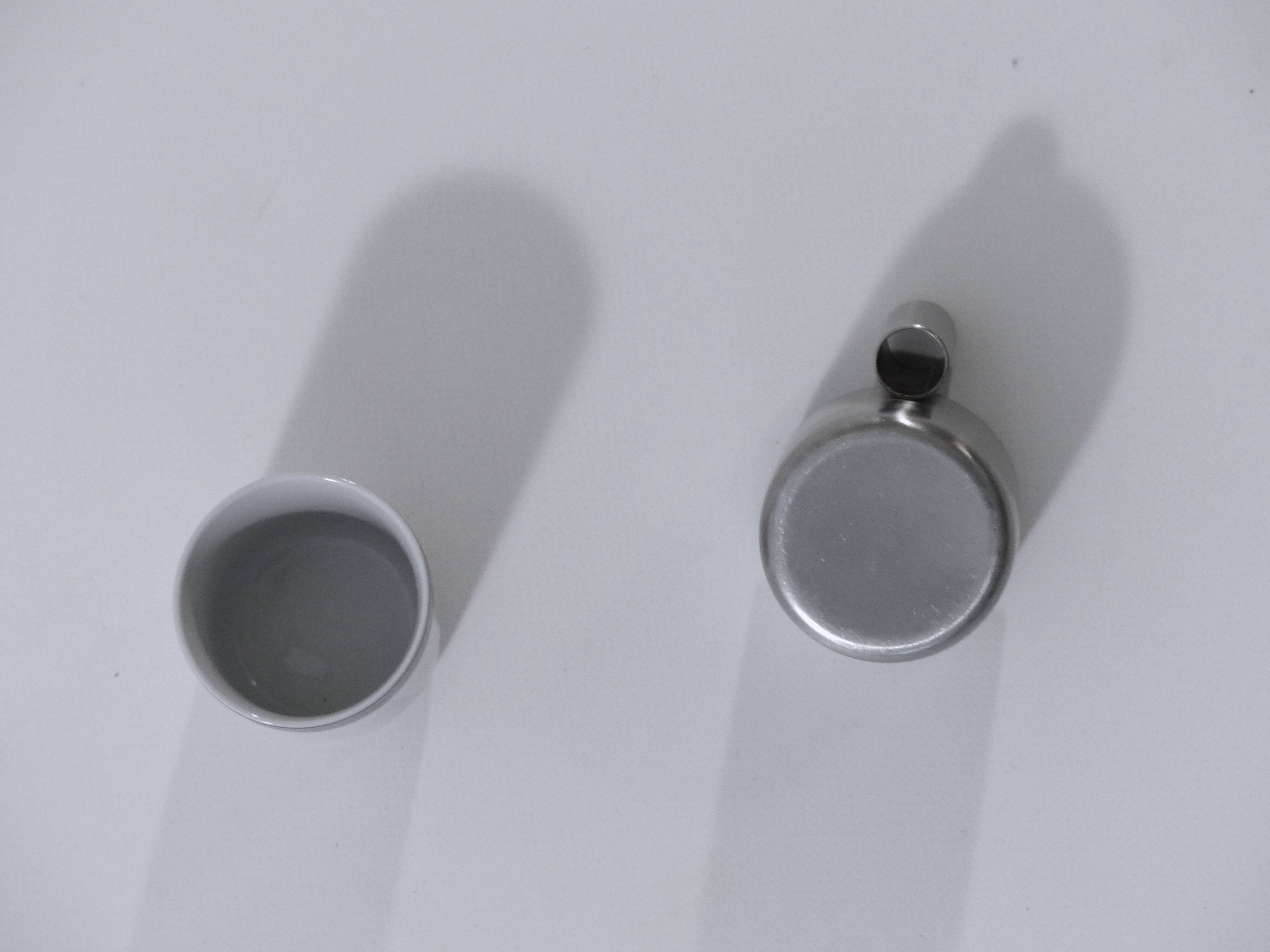 6 coffee cups porcelain and chrome Morinox Italy