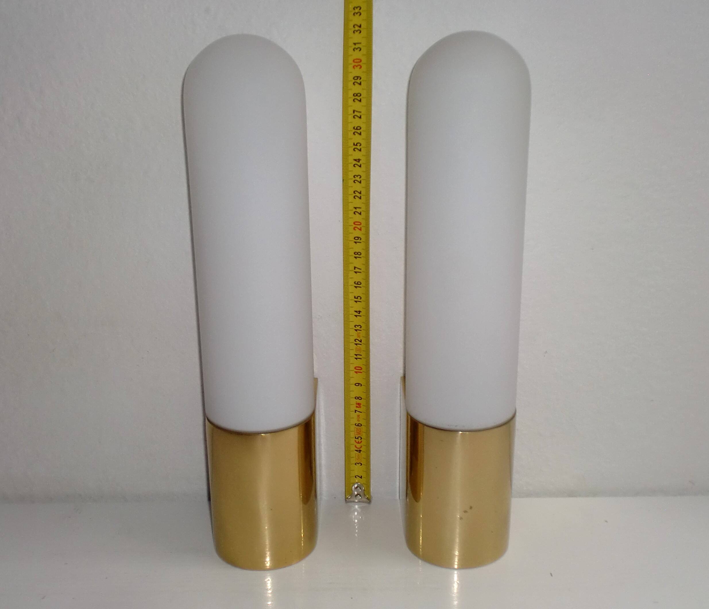 2 Limburg Glashütte Brass Wall Lamps Model 3339, MCM Mid-Century-Modern 70s