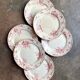6 Boulenger & Cie flat plates in ecru and pink enamelled ironstone,