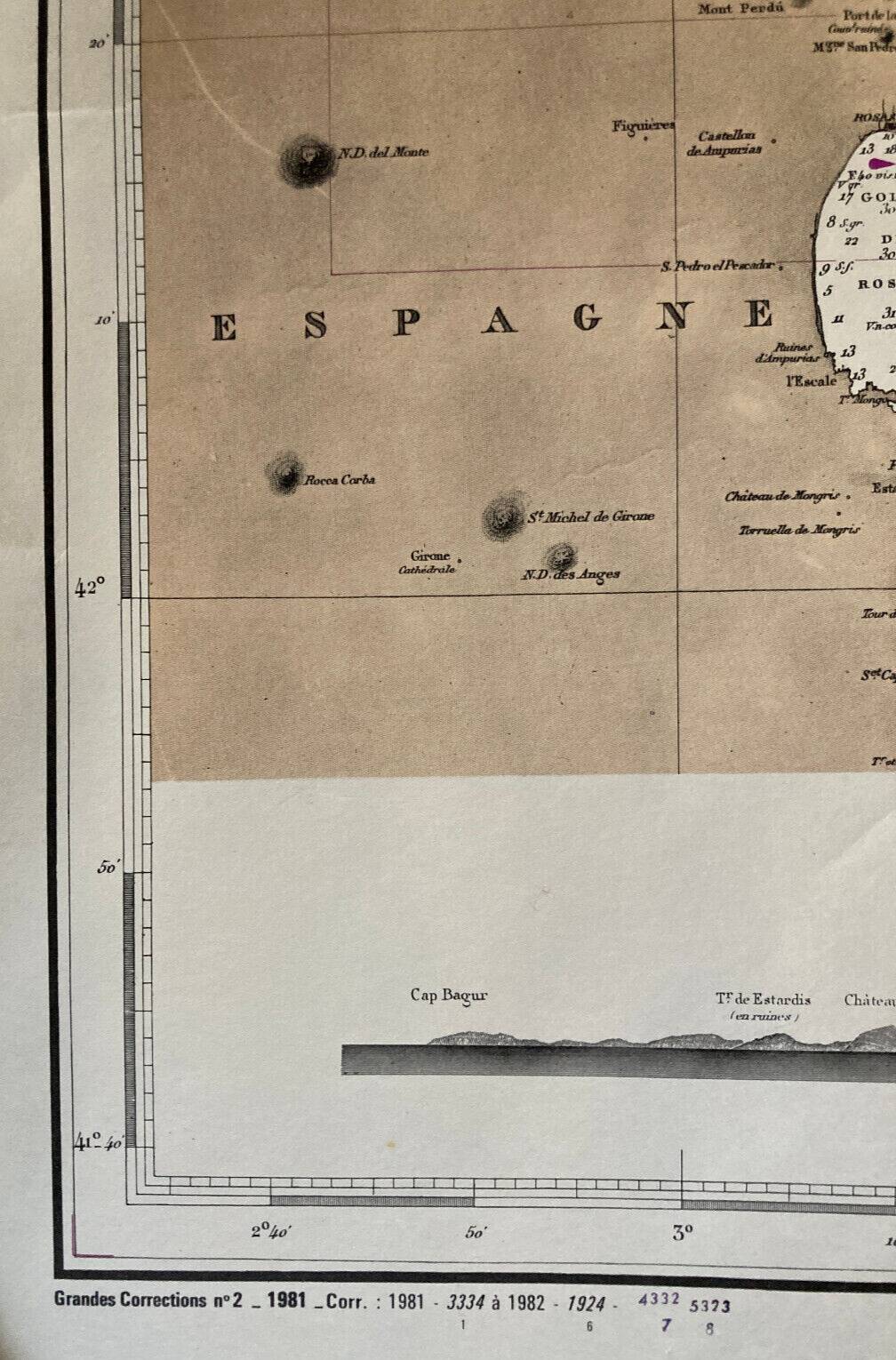 Carte marine ancienne - Golf du Lion - Mer Méditerranée