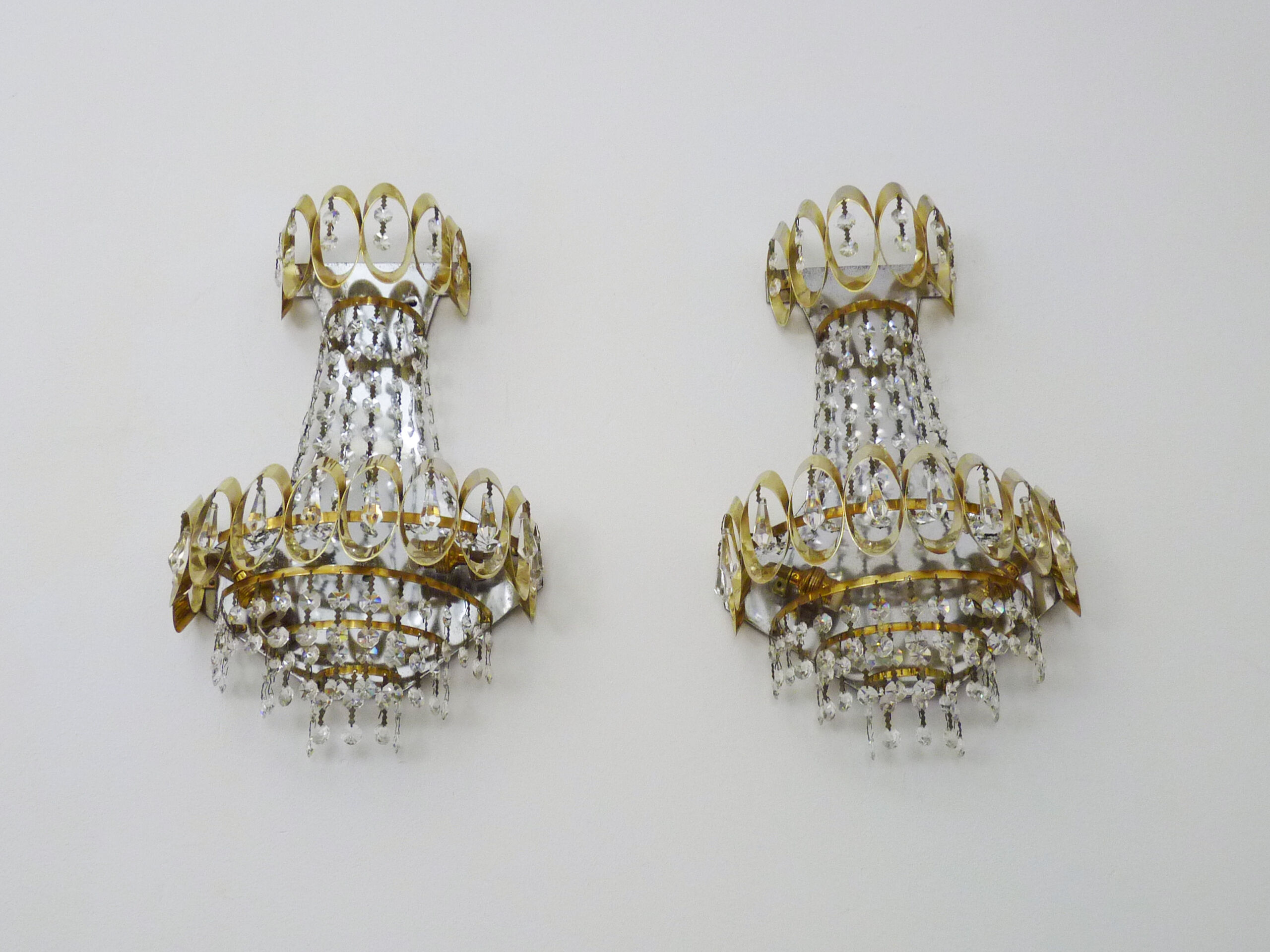 Pair of double hot air balloon wall sconces, 60s