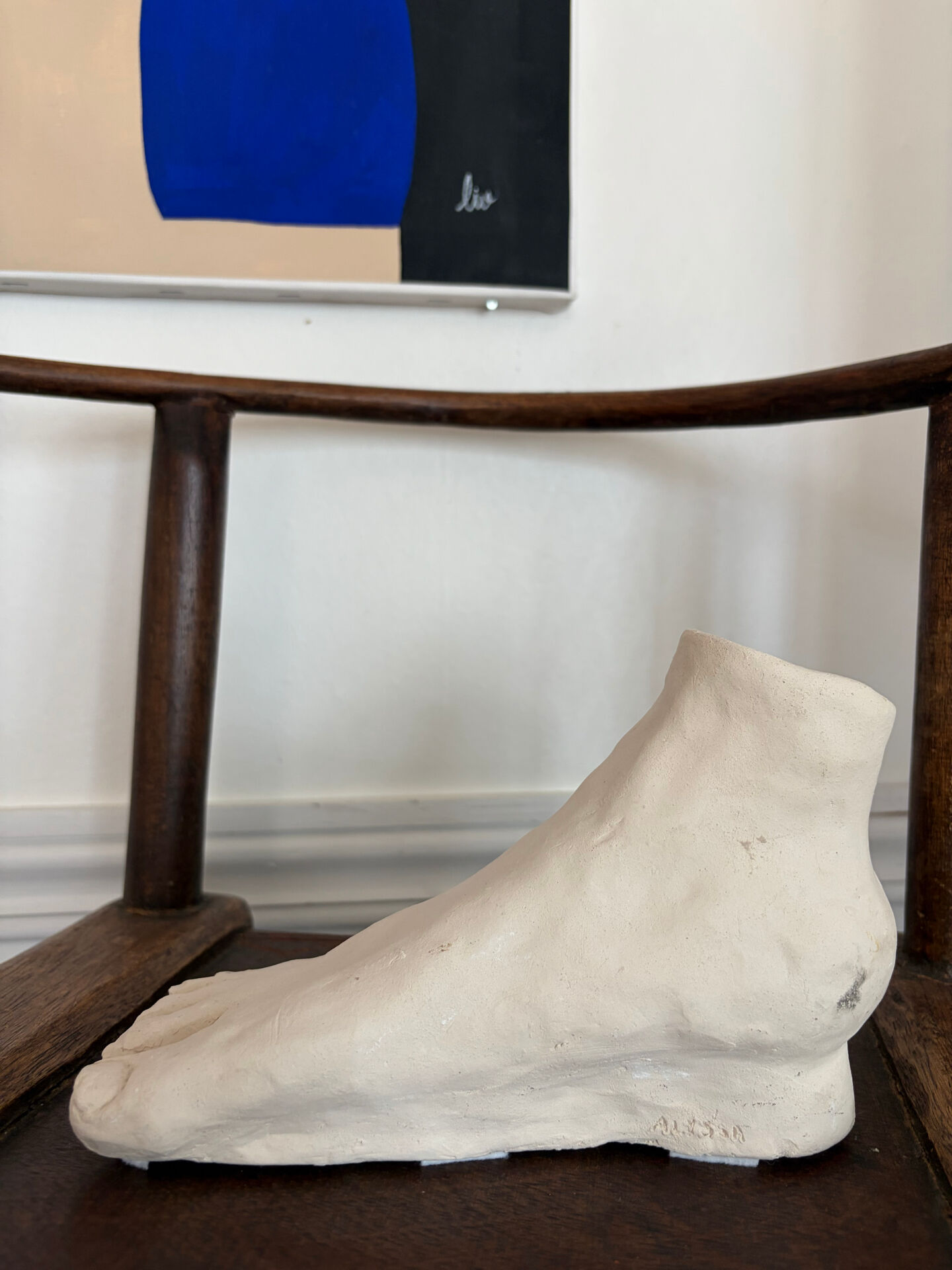 White plaster foot cast